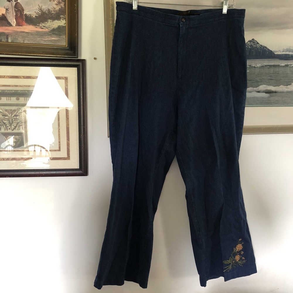 Vtg David Paul New York Floral Detail Jeans 22W Women's A621